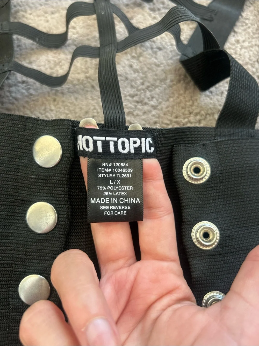 Hot Topic Black Elastic Corset Belt with Snap and Strappy Detail